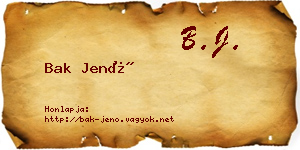 Bak Jenő névjegykártya